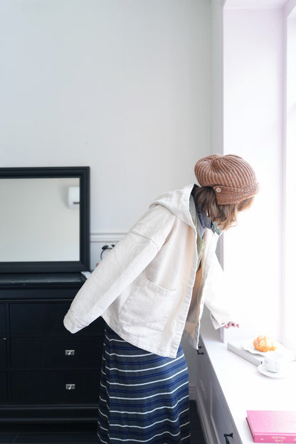 MZ938 DENIM TWILL BRUSHED HOODED COAT