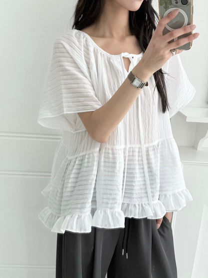 MB0014 SILKY DOBBY STRIPE BLOUSE