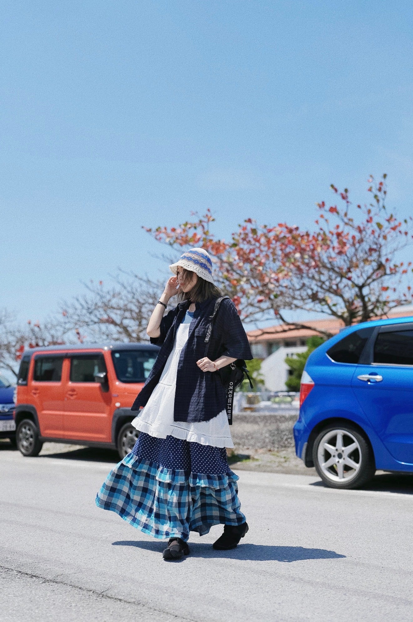 CB100 SEERSUCKER LAYER DRESS