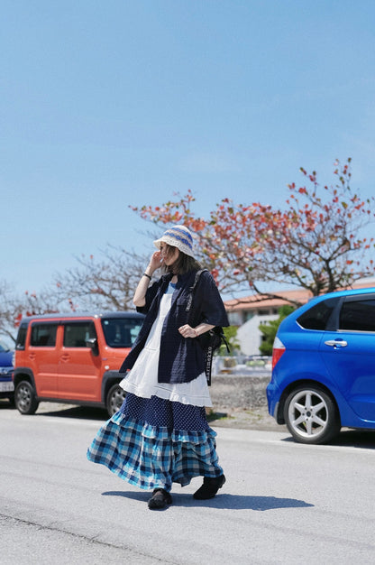 CB100 SEERSUCKER LAYER DRESS