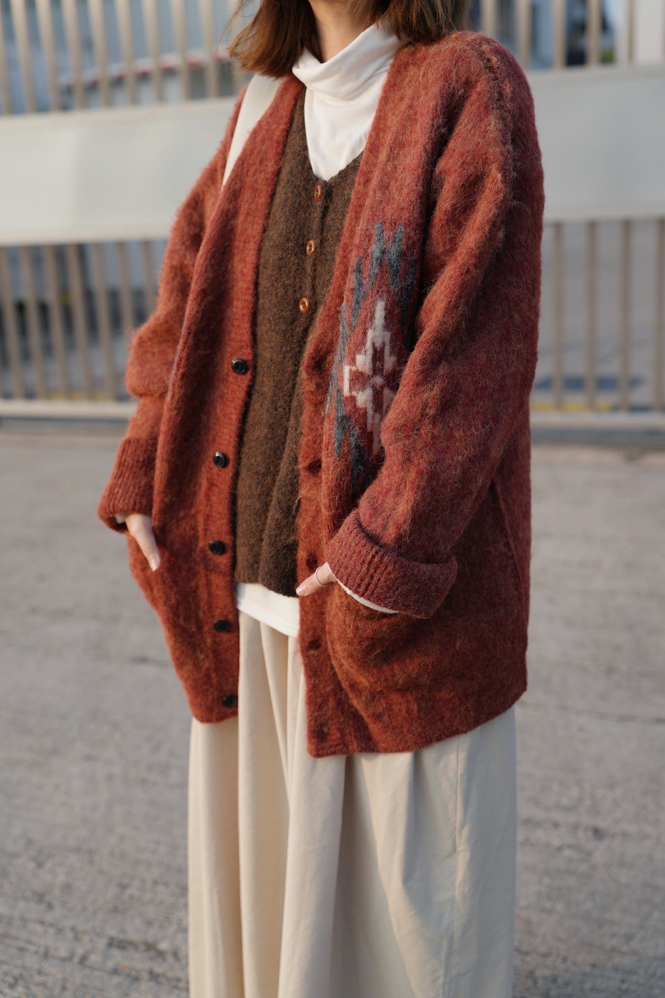 MZ924 KND CHIMAYO BRUSHED KNIT CARDIGAN