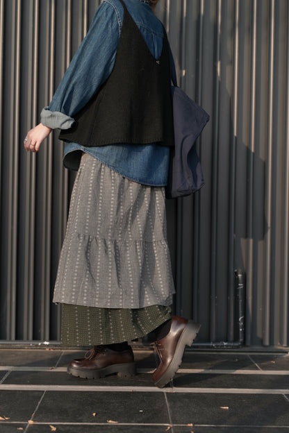 MZ948 RUFFLED COLLAR NECK DENIM SHIRT