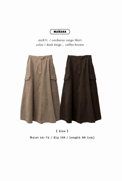MZ871 CORDUROY CARGO SKIRT