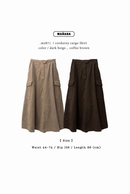 MZ871 CORDUROY CARGO SKIRT