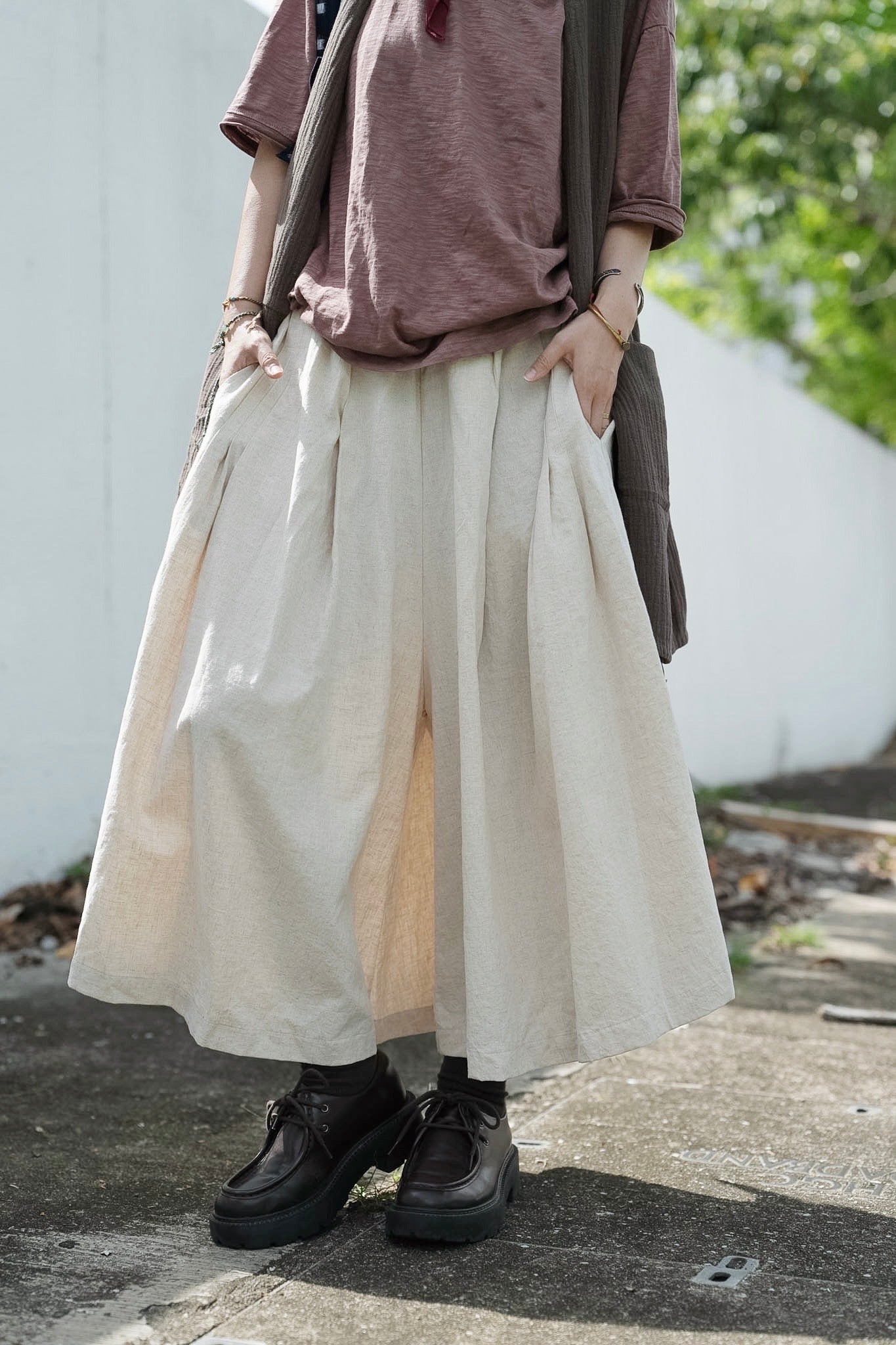 MB011 PLEATED LINEN CULOTTES