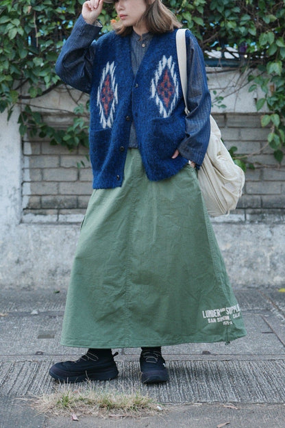 MZ932 HERRINGBONE CROPPED COLLARLESS SHIRT