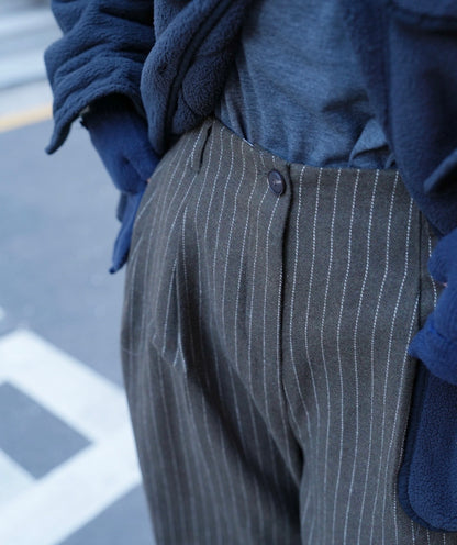 MZ936 HIGH-WAISTED SUEDE STRIPED PANTS