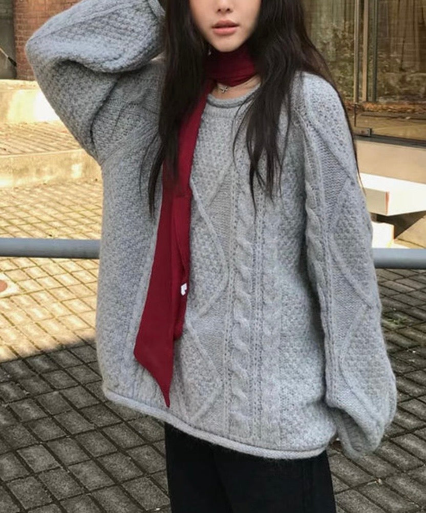 MZ915 CABLE KNIT WOOL TOP