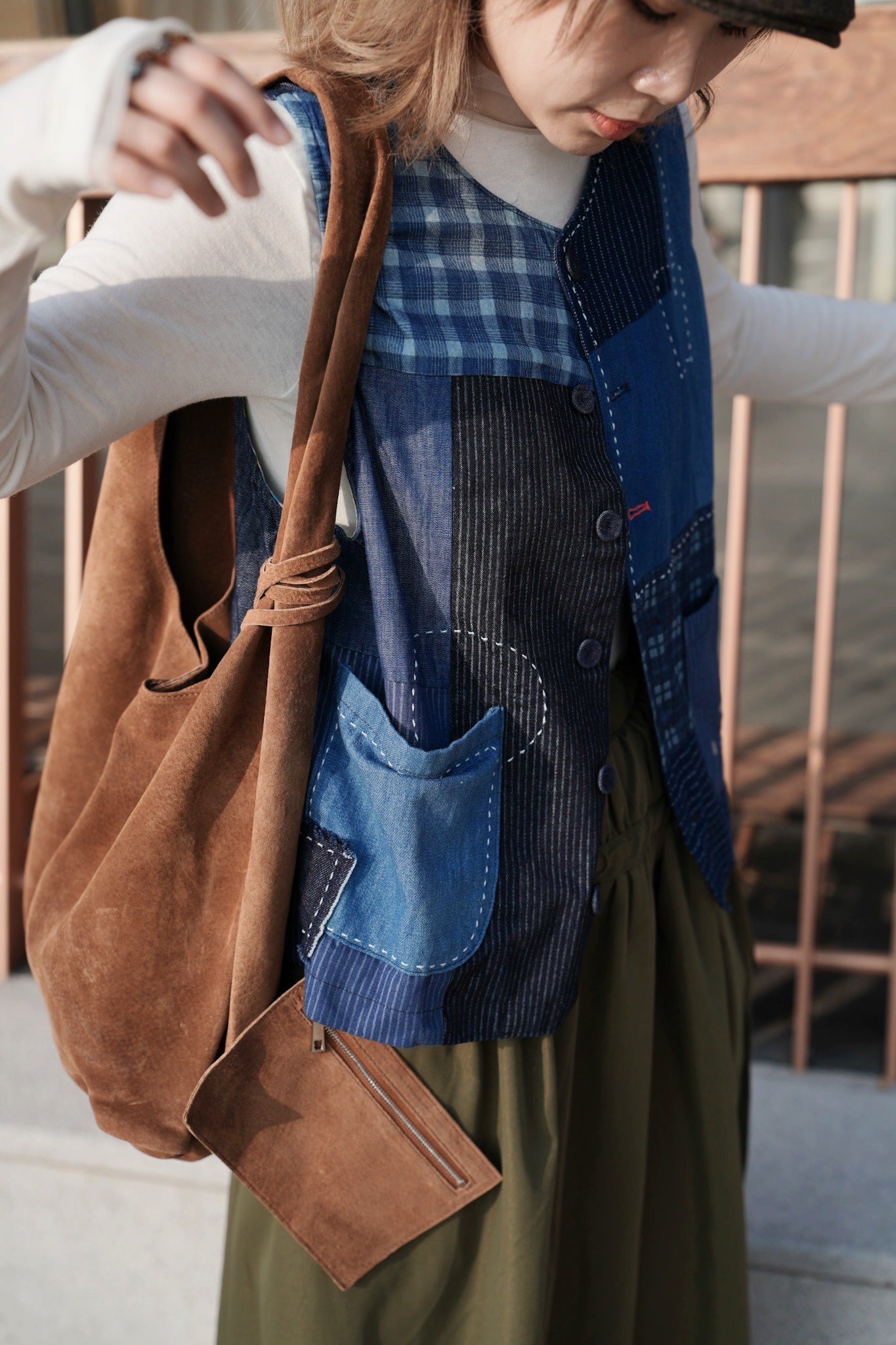 MZ934 SAINT SUEDE BAG WITH COINS BAG
