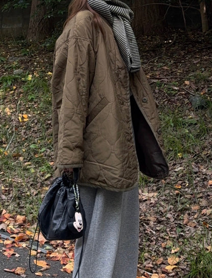 NA462 WAVY QUILTED MIDDLE COAT 【送$100】