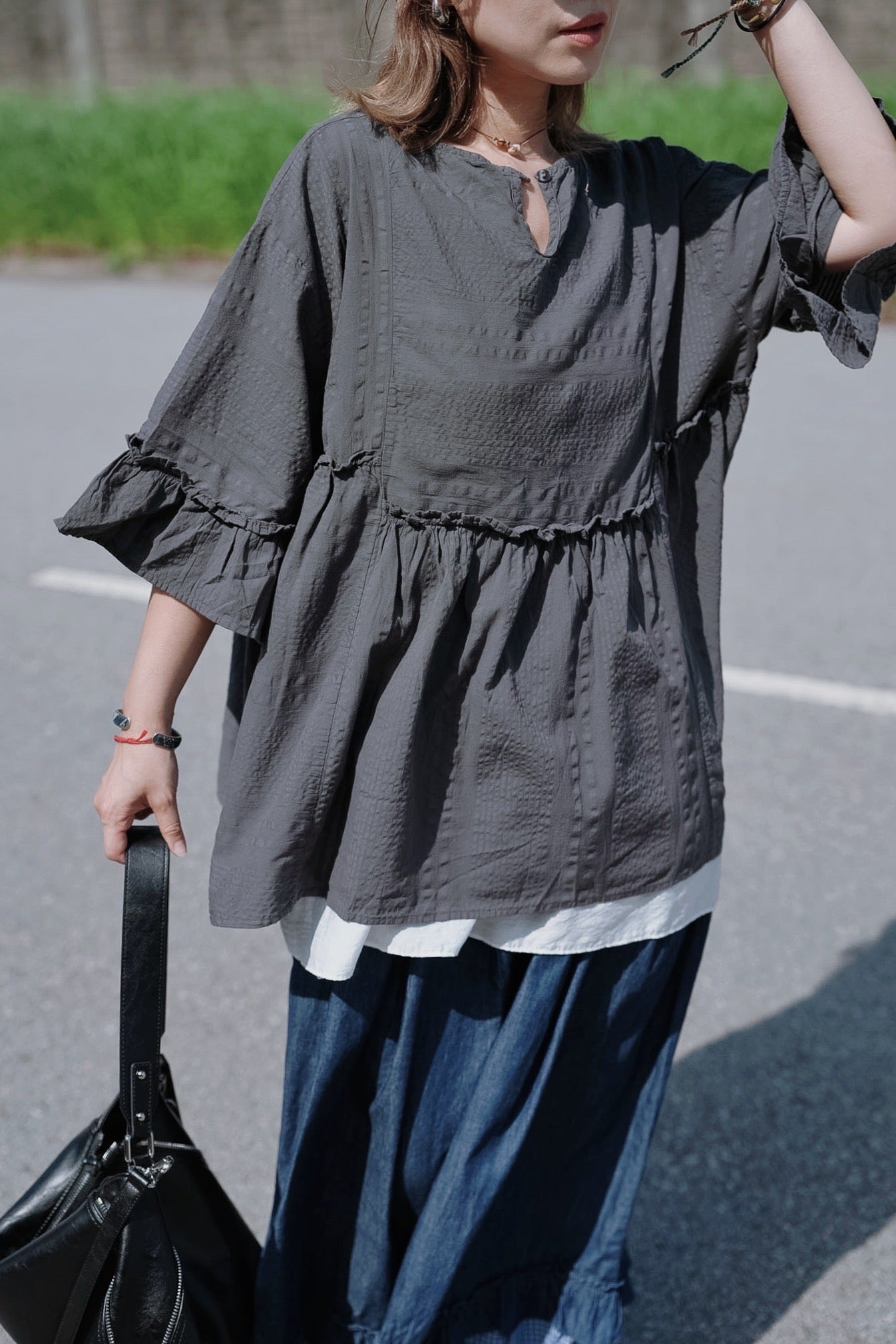 CB114 DOBBY STRIPE BLOUSE