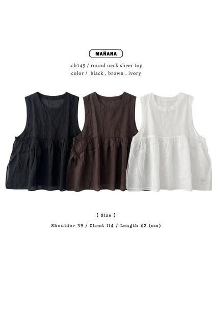 CB145 ROUND NECK SHEER TOP