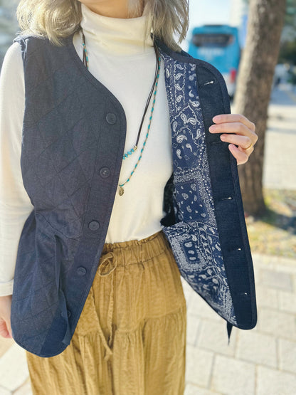 MZ855 REVERSIBLE BANDANA QUILTING VEST