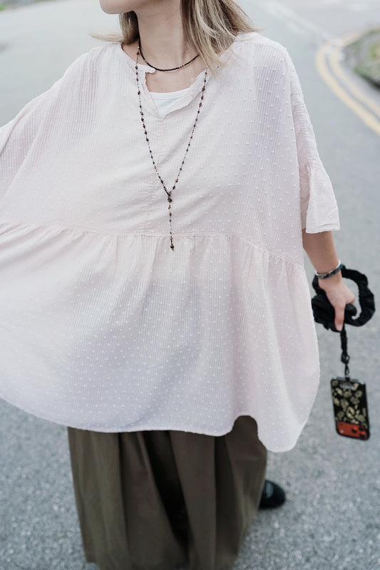 CB127 SWISS DOT DOBBY BLOUSE