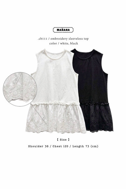 CB111 EMBROIDERY SLEEVELESS TOP