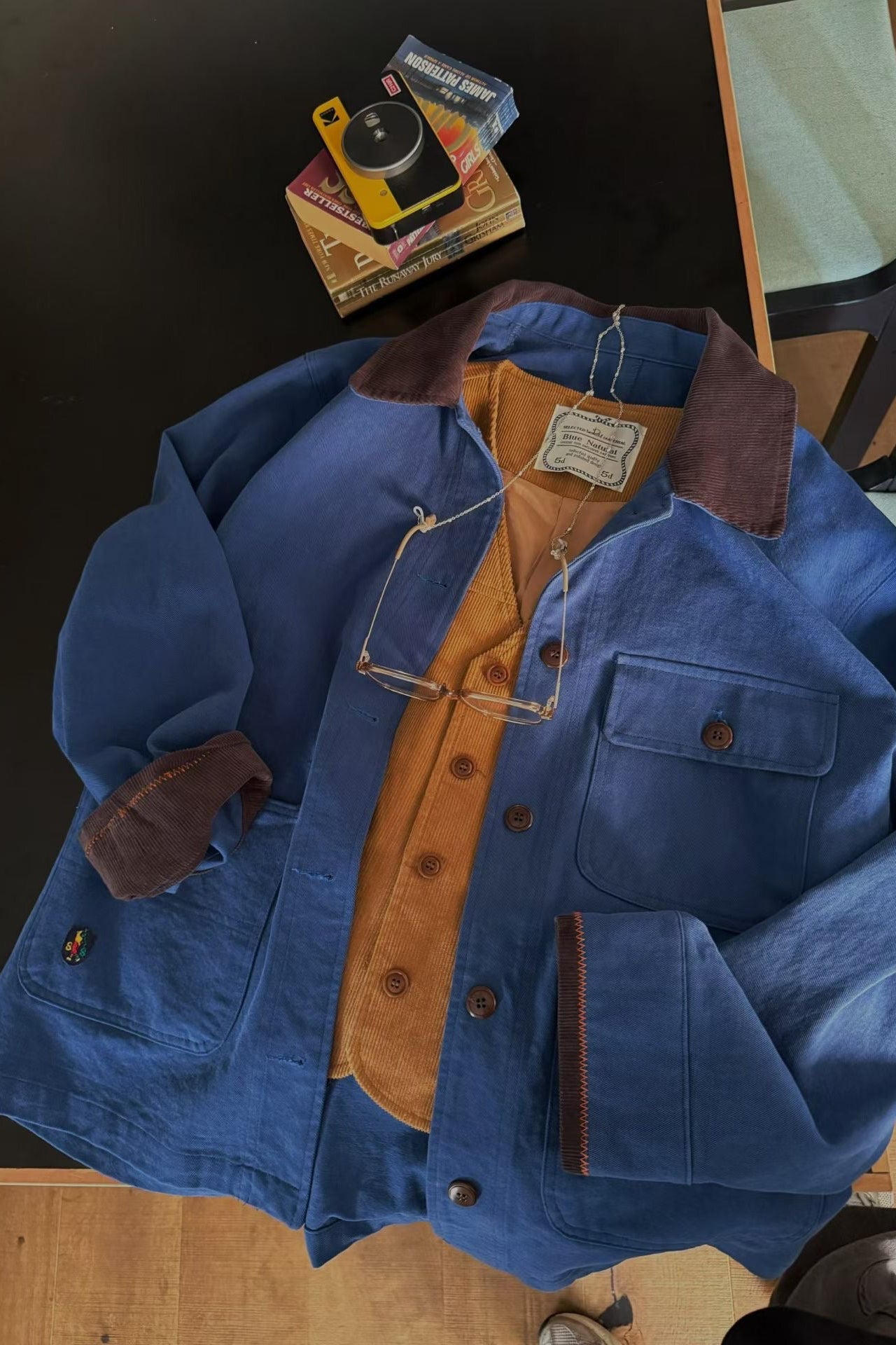 MZ848 CONTRASTED-COLLAR WORKER JACKET