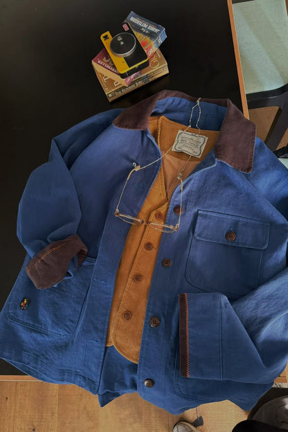 MZ848 CONTRASTED-COLLAR WORKER JACKET