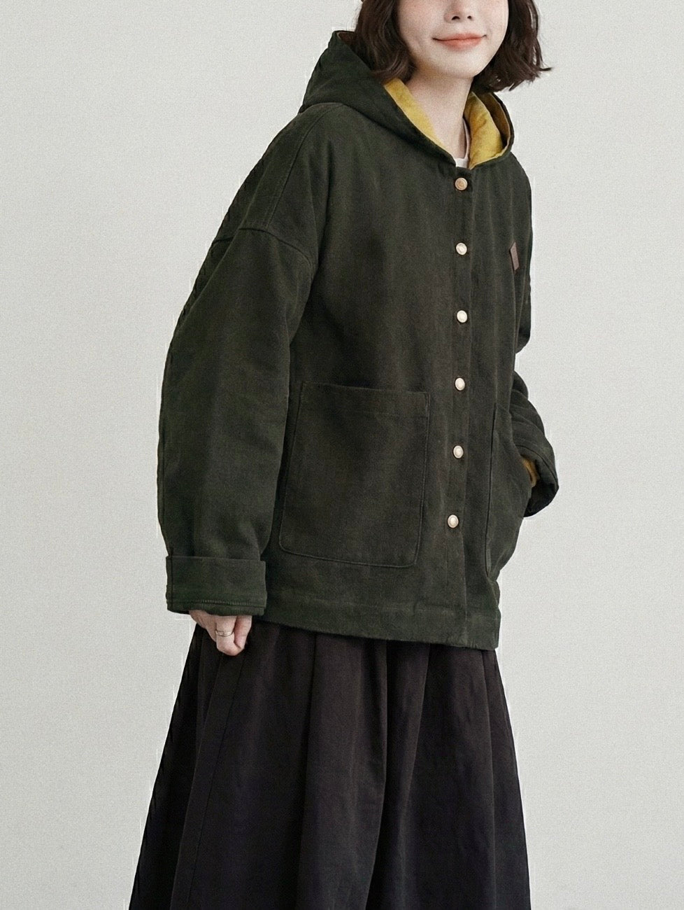 MZ938 DENIM TWILL BRUSHED HOODED COAT