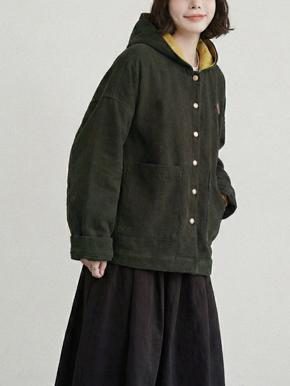 MZ938 DENIM TWILL BRUSHED HOODED COAT