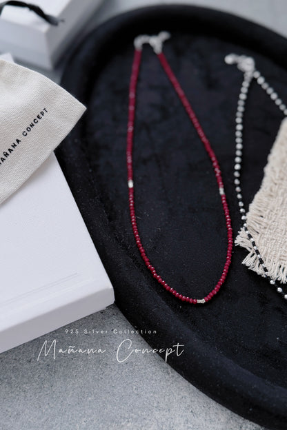 MB028 SILVER 925 RED CHOKER〔 L'Heure Bleue 〕