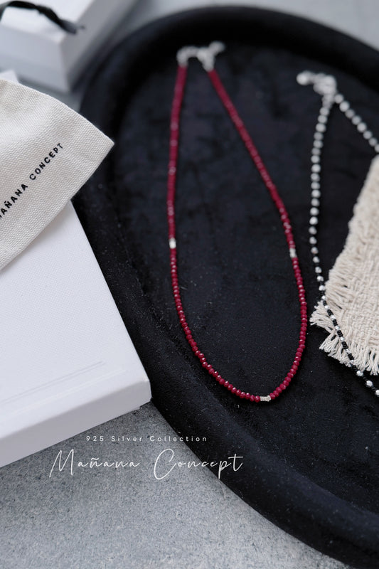 MB028 SILVER 925 RED CHOKER〔 L'Heure Bleue 〕