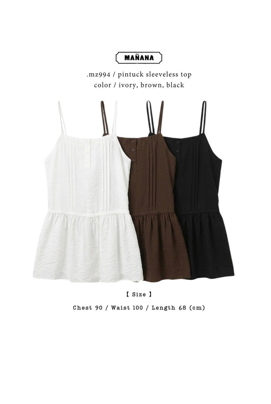 MZ994 PINTUCK SLEEVELESS TOP