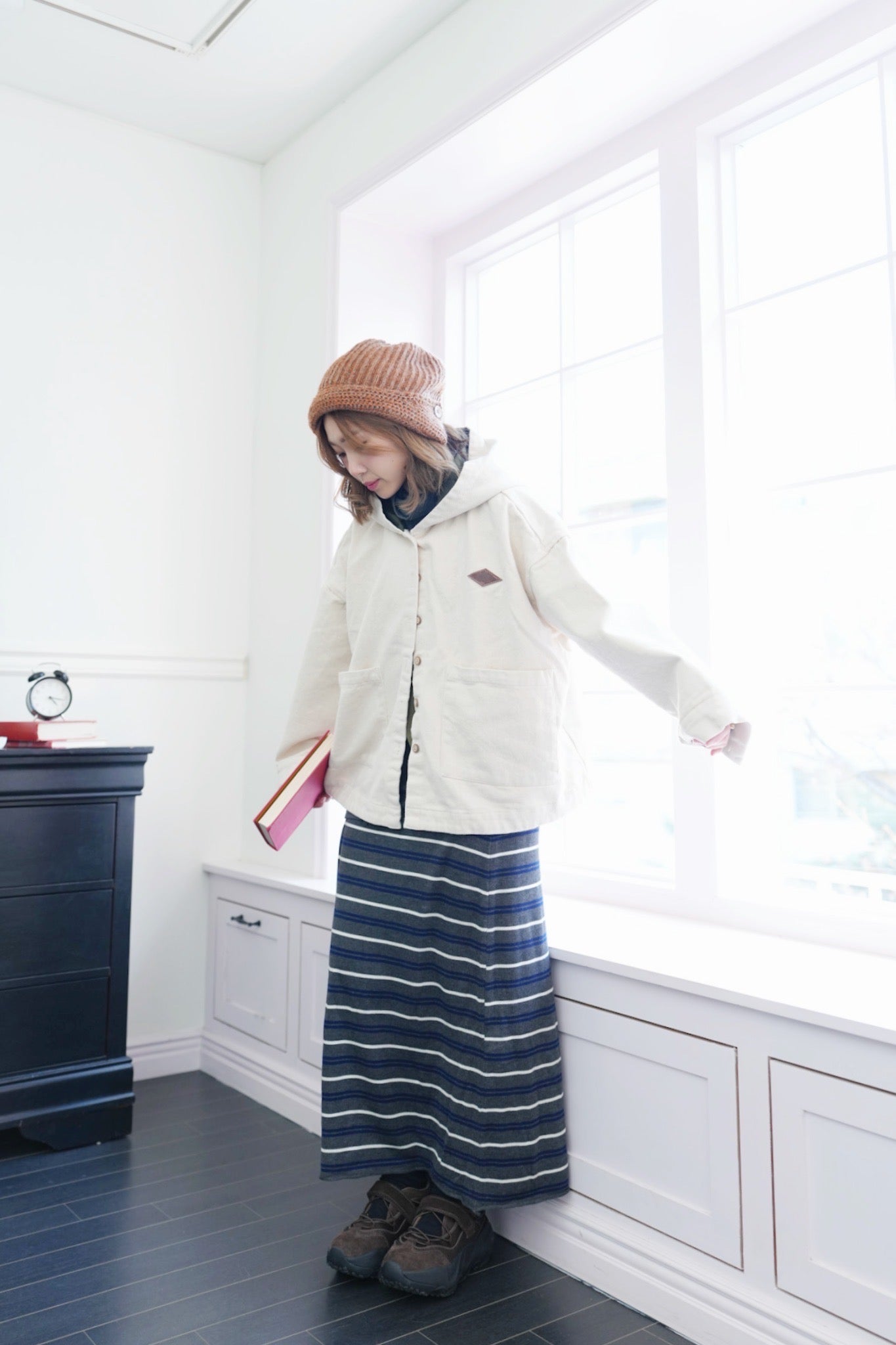 MZ938 DENIM TWILL BRUSHED HOODED COAT