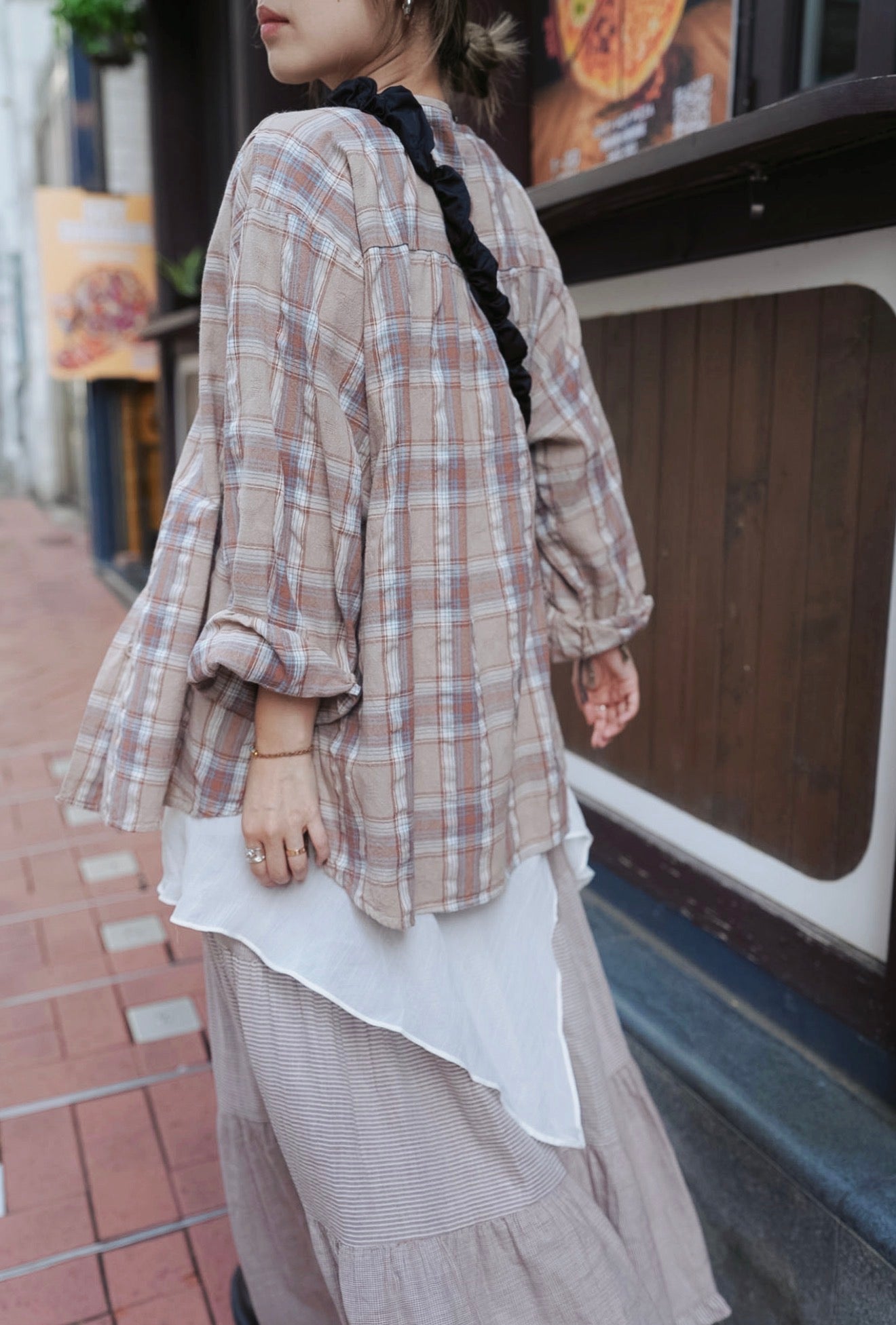 CB107 DOBBY PLAID SHIRT BLOUSE