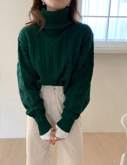 MZ594 CABLE-KNIT TURTLE NECK TOP 【 買2件減-$20 】