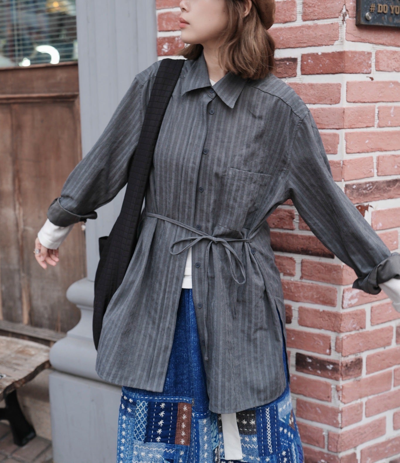 MZ903 SUEDE STRIPED SHIRT