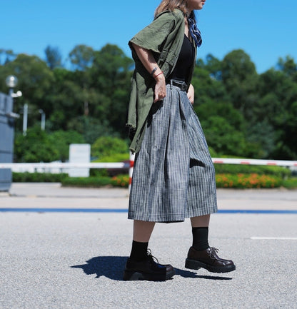 MZ839 NON FADE DENIM STRIPED SHORT