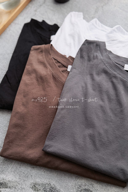 MZ985 TUCK SLEEVE T-SHIRT【2pcs -$20, 4pcs -$50】