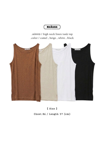 MB009 HIGH NECK LINEN TANK TOP 【 2件減-$20 】