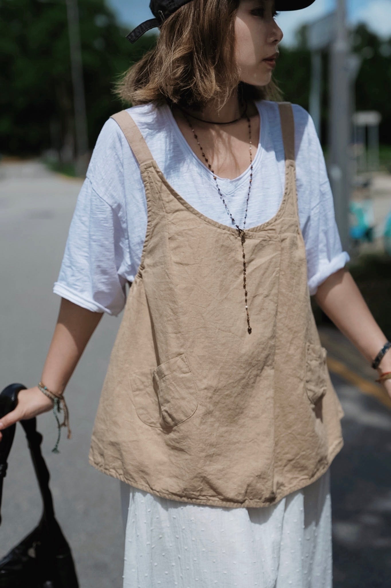 MB018 LINEN POCKET VEST TOP
