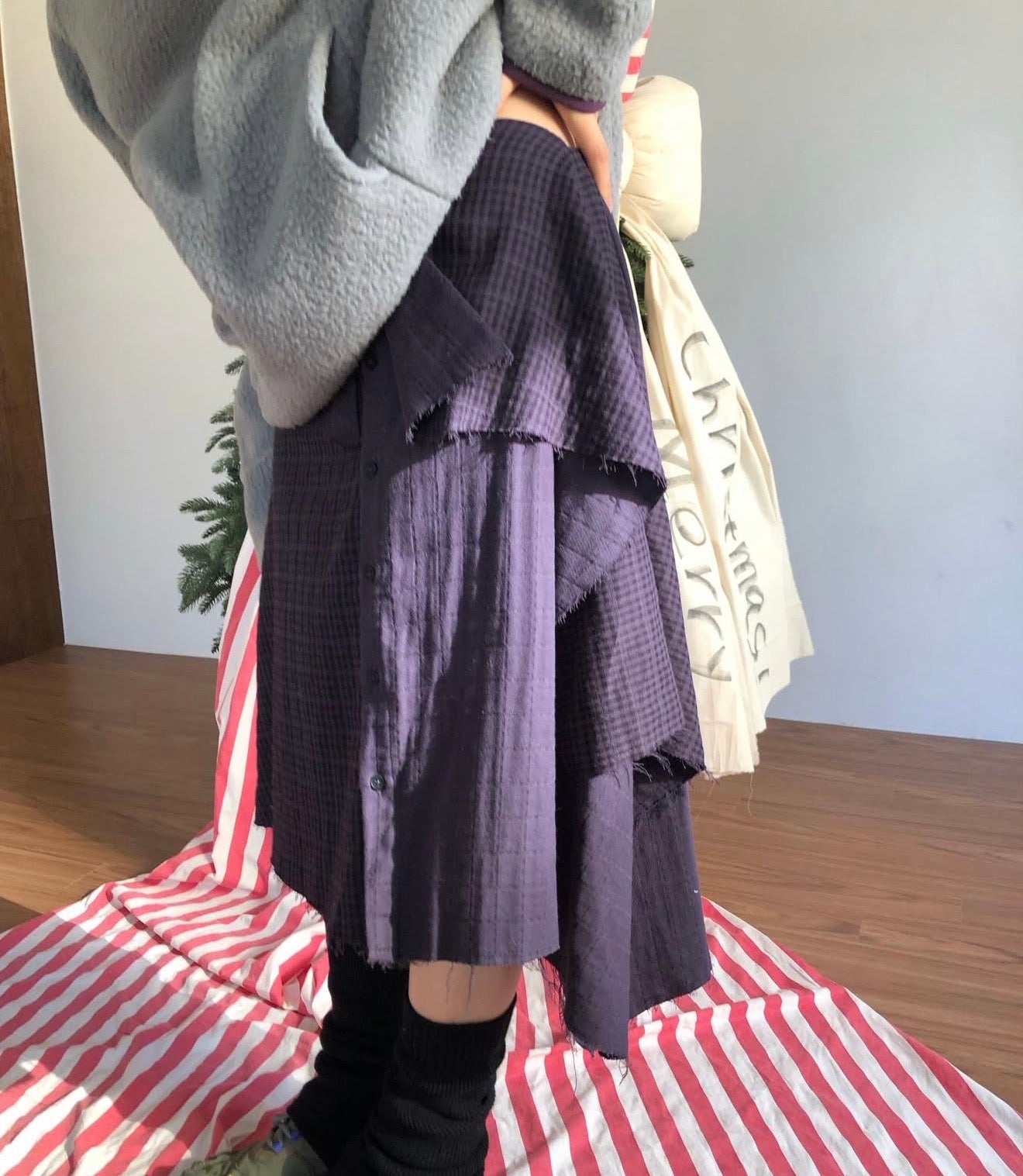 MZ935 LAYERING MINI PLAID SKIRT