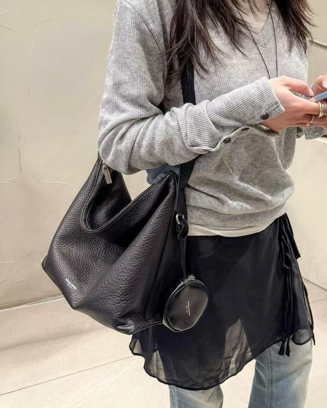 MZ951 ITALIAN HANDMADE LEATHER BOXY HOBO BAG / *9色