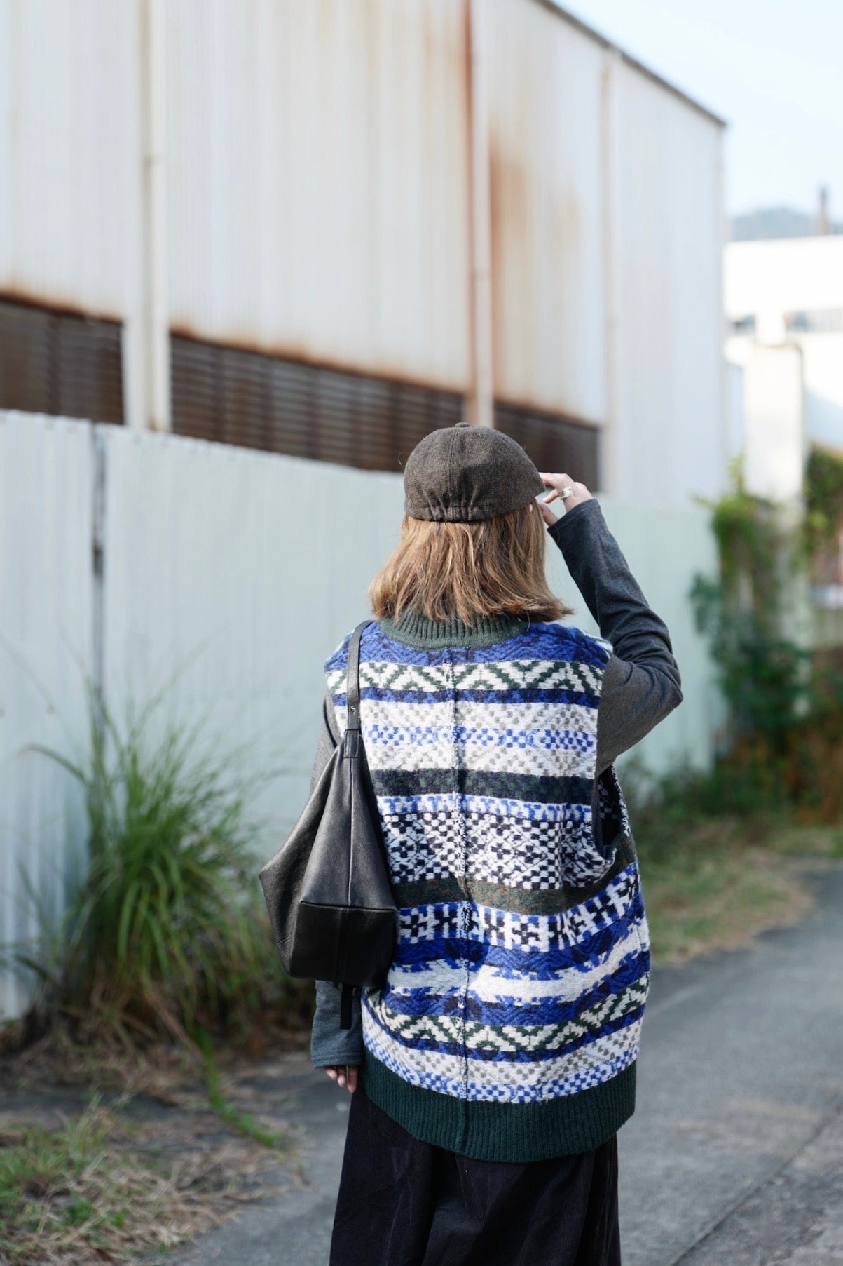 MZ917 WESTERN PATTERN WOOL VEST TOP