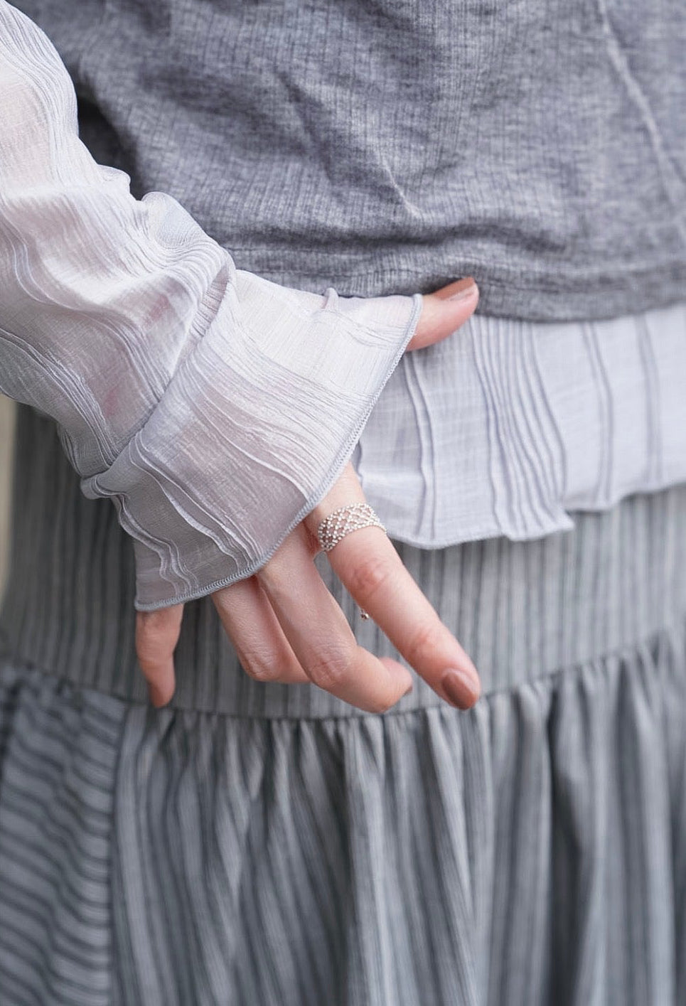 MZ862 SILVER 925 FLOWER RING & MESH RING
