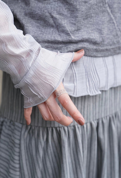 MZ862 SILVER 925 FLOWER RING & MESH RING