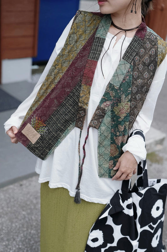 MB049B KIMONO PATCHWORK VEST
