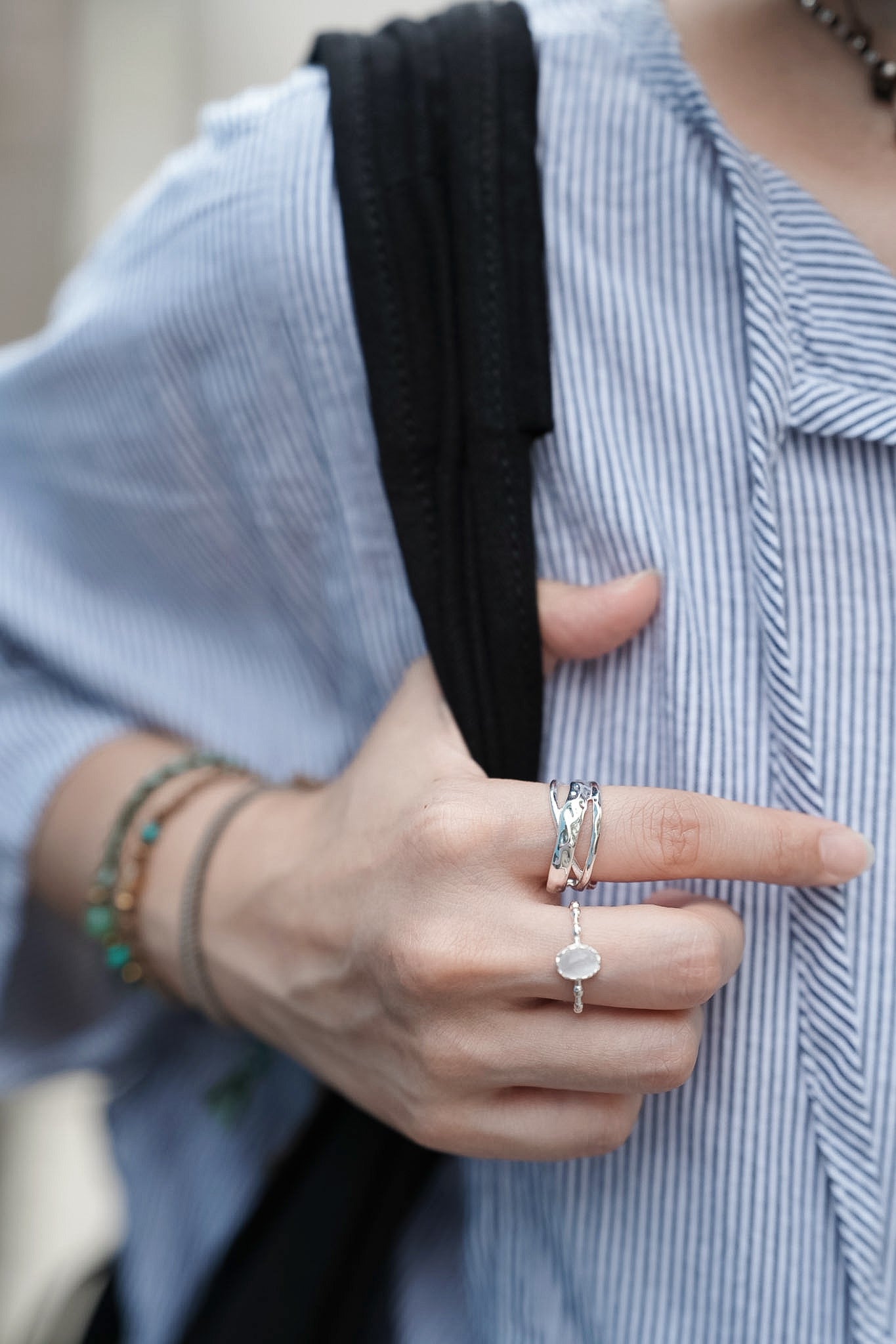 MB028 925 SILVER RING - CHLOÉ TWIST〔 L'Heure Bleue 〕