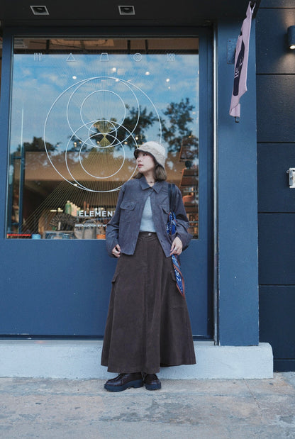 MZ871 CORDUROY CARGO SKIRT