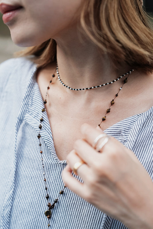 MB028 SILVER 925 BLACK CHOKER 〔 L'Heure Bleue 〕