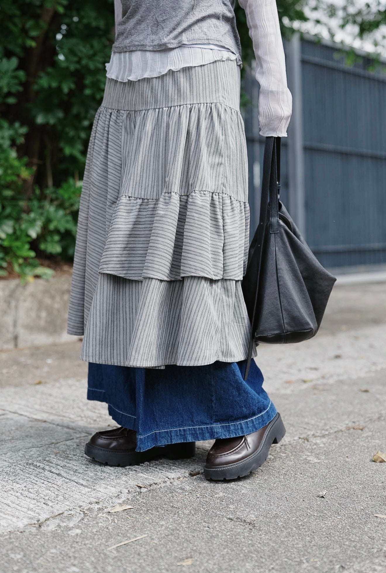 MZ977 ASYMMETRIC STRIPED SKIRT