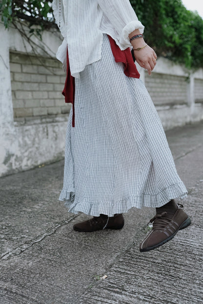 CB132 PLAID RUFFLE SKIRT