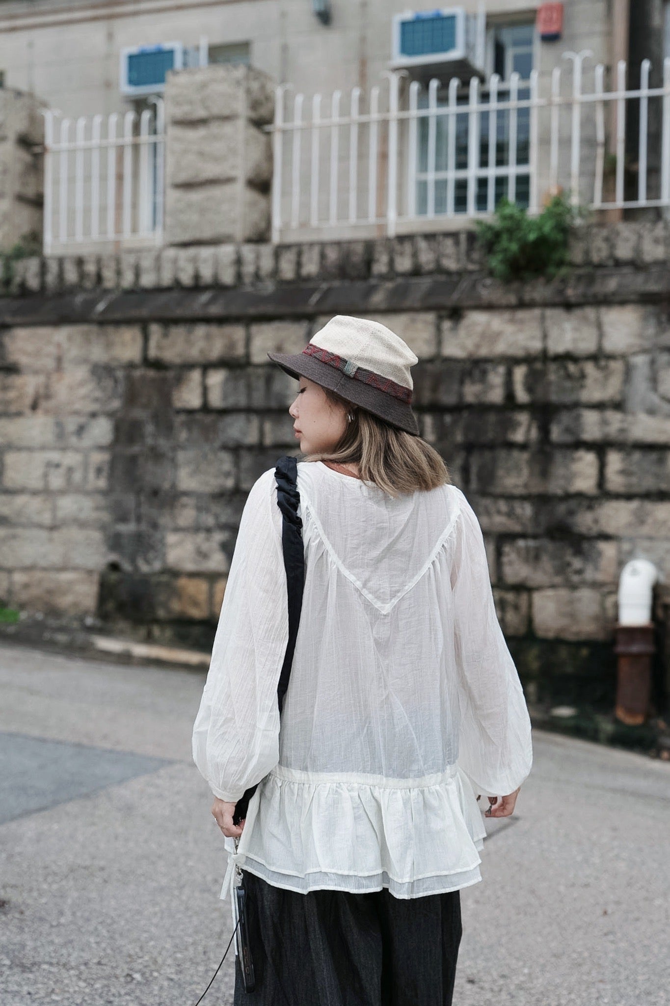 MB001 SHEER CRINKLE BLOUSE
