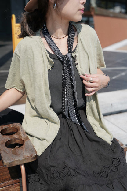 MZ815 3 BUTTONS SLUB COTTON CARDIGAN