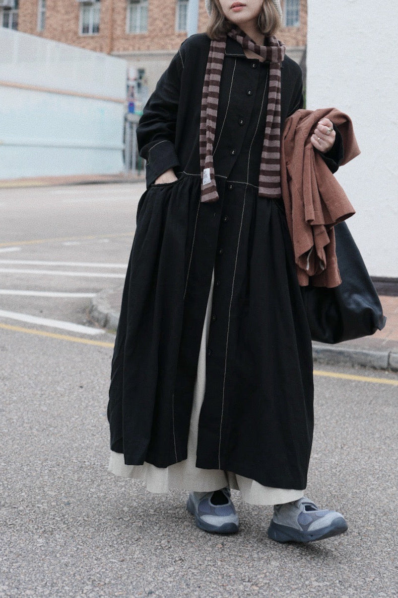 MZ852 CONTRASTED STITCH SHIRT DRESS