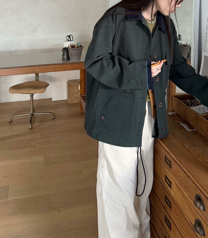 MZ848 CONTRASTED-COLLAR WORKER JACKET