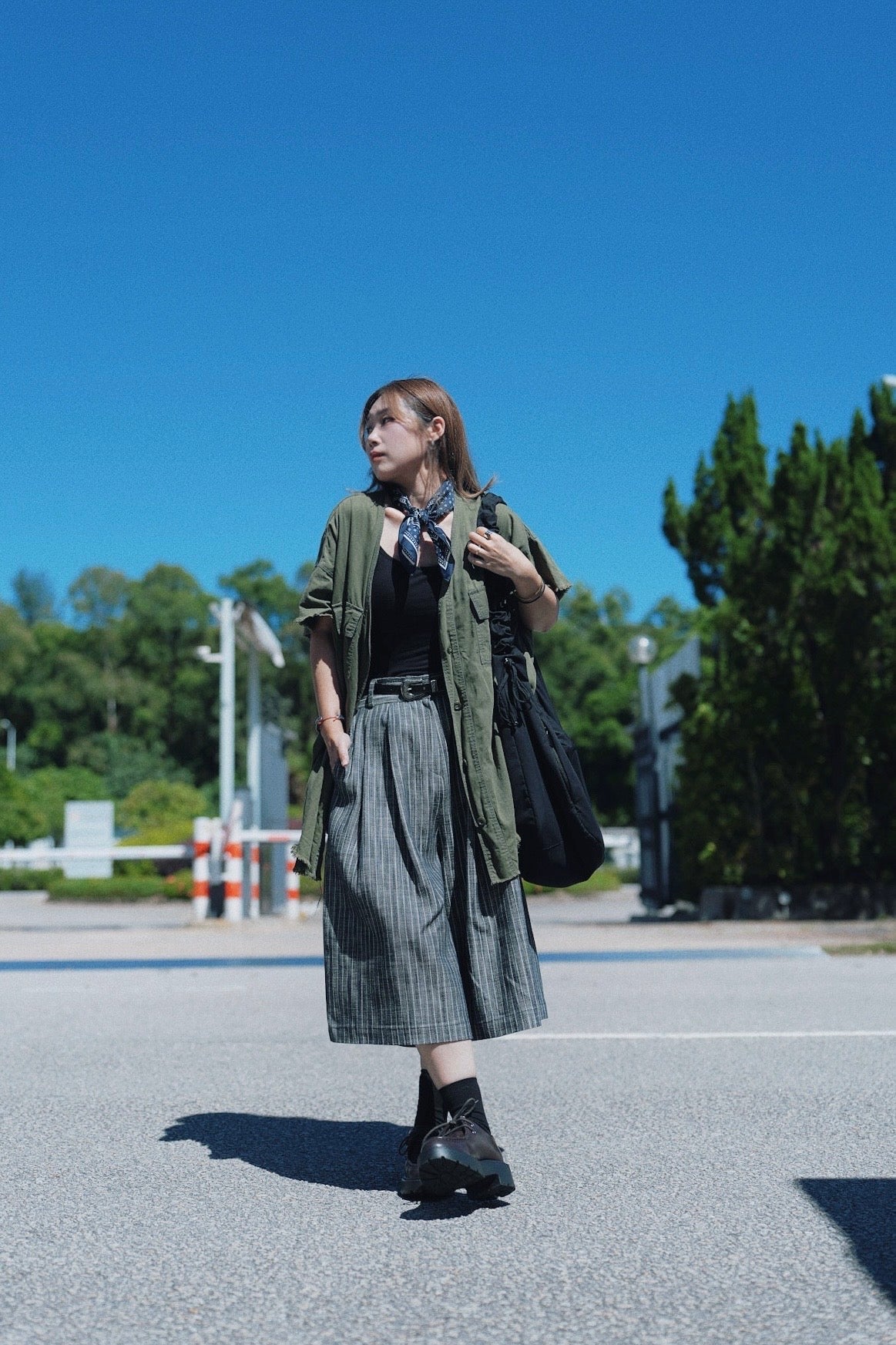 MZ839 NON FADE DENIM STRIPED SHORT